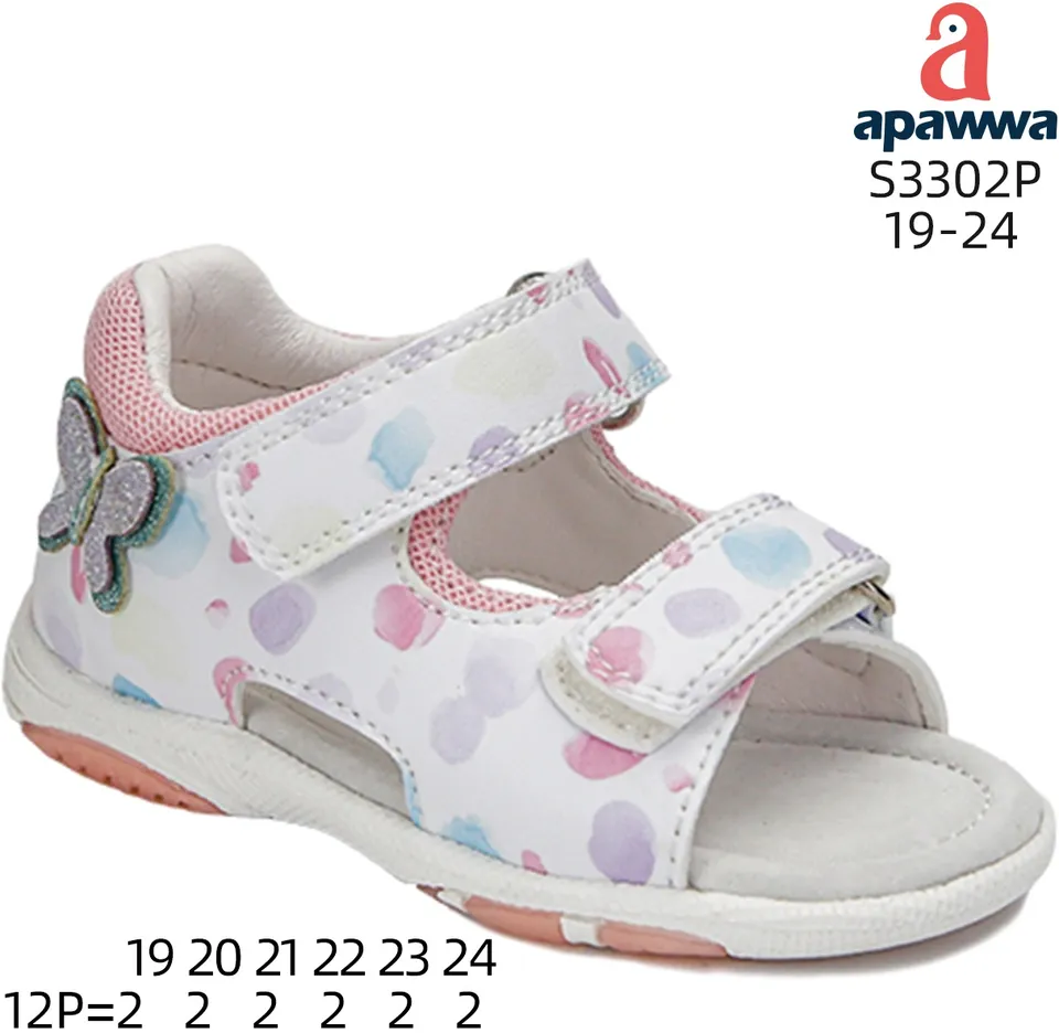 Босоніжки дитячі Apawwa S3302P white-pink 19-24 по-розмірно — Apawwa (Апава)