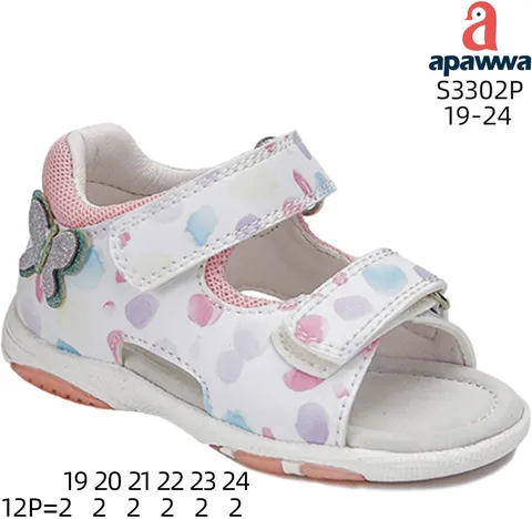 Босоніжки дитячі Apawwa S3302P white-pink 19-24 по-розмірно