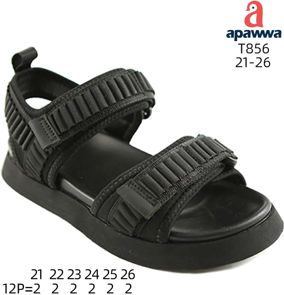 Босоніжки дитячі Apawwa T856 black 21-26 по-розмірно — Apawwa (Апава)
