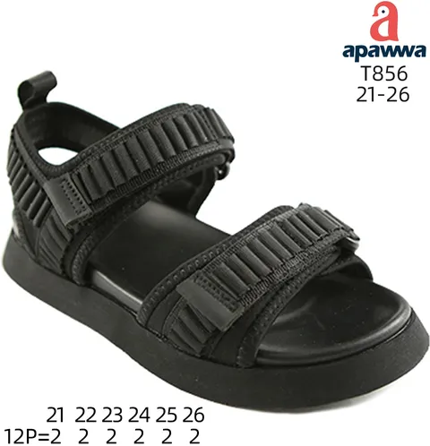 Босоніжки дитячі Apawwa T856 black 21-26 по-розмірно