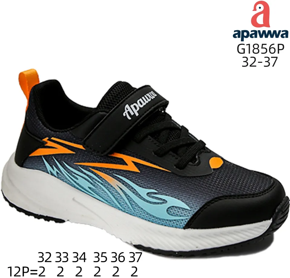 Кросівки дитячі Apawwa G1856P black-orange 32-37 — Apawwa (Апава)