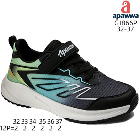 Кросівки дитячі Apawwa G1866P black-green 32-37