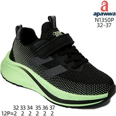 Кросівки дитячі Apawwa N1350P black-green 32-37 — Apawwa (Апава) — фото 2